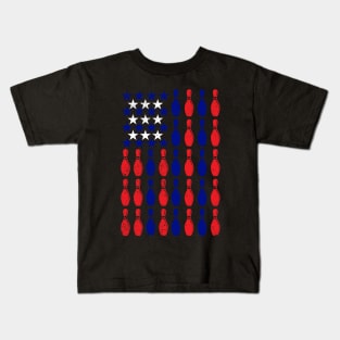 American Flag Bowling Bowler Bowling Team Kids T-Shirt